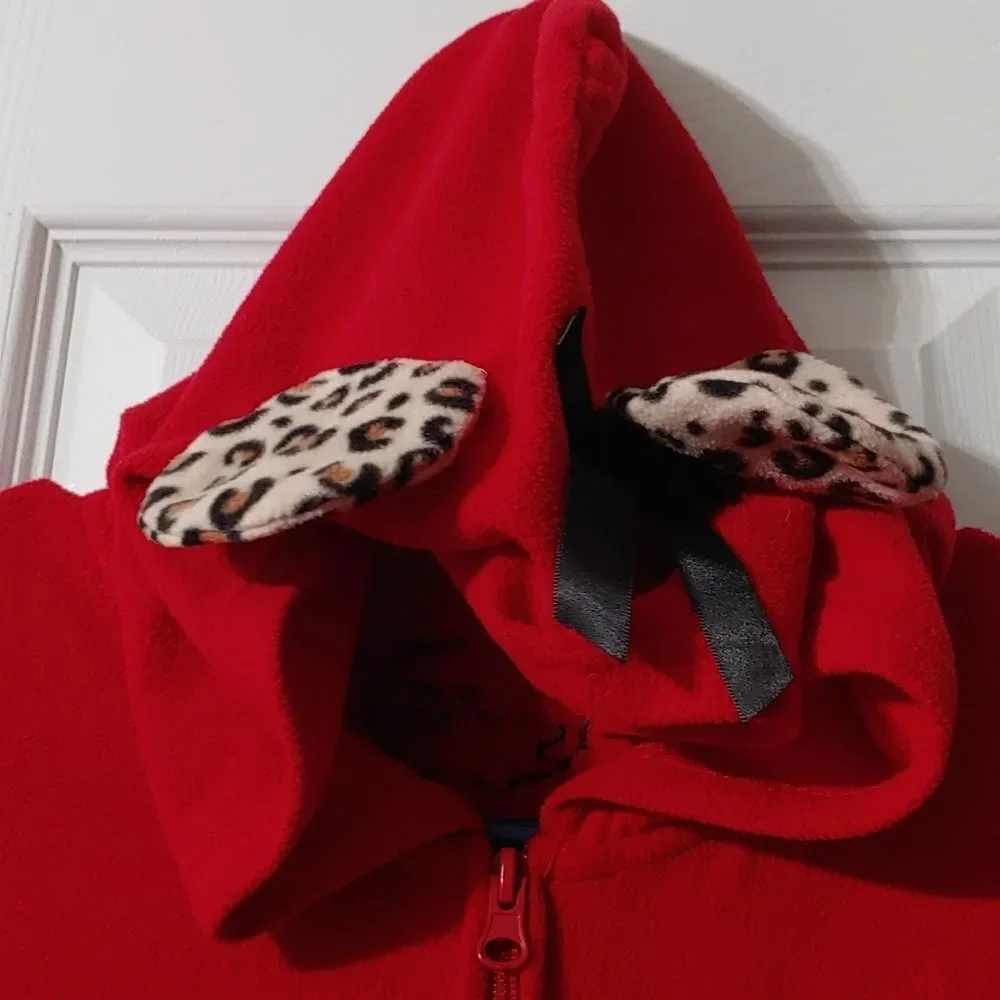 Disney Minnie Mouse Hoodie Leopard One Piece Pajama Onsie SZ M - Picture 5 of 9